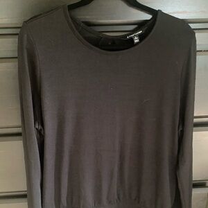 Open Back Black Long Sleeve Top